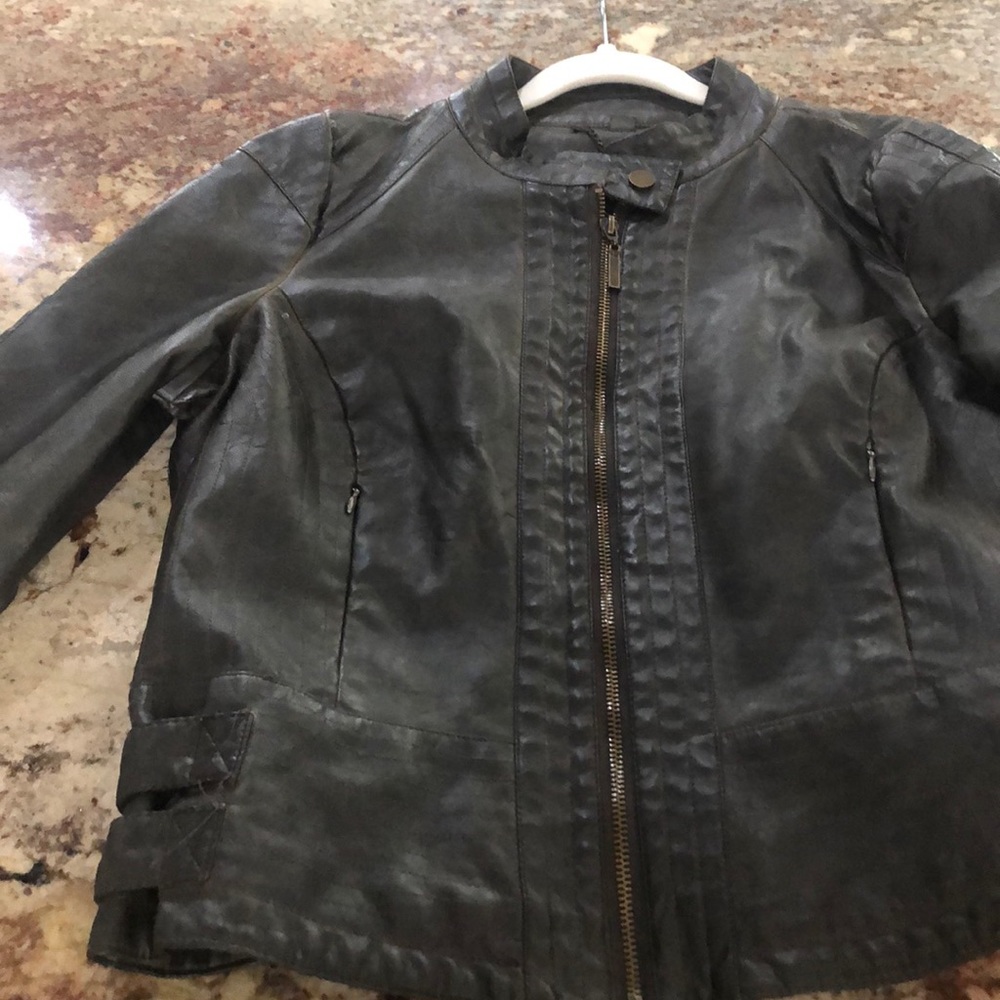 Faux leather bomber jacket